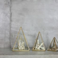 Nkuku Medium Crystal and Brass Bequai Pyramid Display