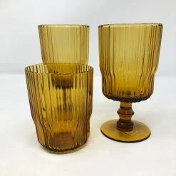 Nkuku Ribbed Amber Glass Tumbler