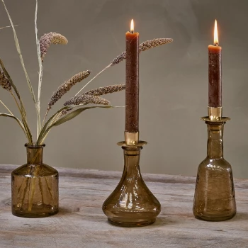 Nkuku Sepia Sirsa Glass Candlestick - Wide 3 Nkuku Sepia Sirsa Glass Candlestick - Wide
