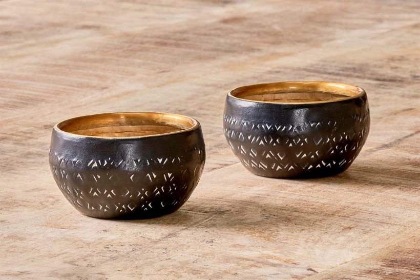 Nkuku Black Darani Tealight Holder 2 Nkuku Black Darani Tealight Holder