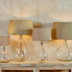 Nkuku Baba Glass Lamp Clear Large Tall With Large Shade