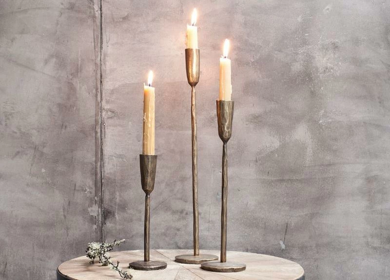 Nkuku Mbata Antique Brass Candlestick (Small) 2 Nkuku Mbata Antique Brass Candlestick (Small)