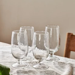 Nkuku Set of 4 Clear Hammered Glasses