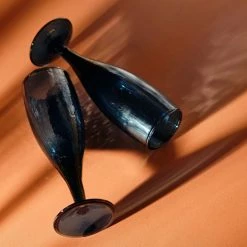 Nkuku Deep Blue Hammered Champagne Flute 6 Nkuku Deep Blue Hammered Champagne Flute