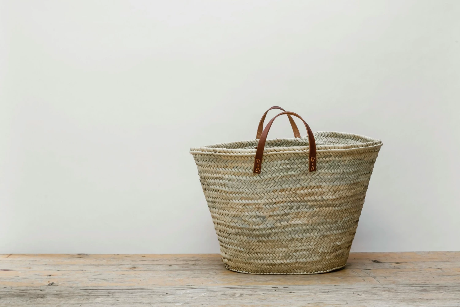 Nkuku Natural Woven With Leather Handles Basket 3 Nkuku Natural Woven With Leather Handles Basket