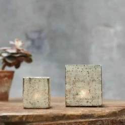 Nkuku Small Subira Etched Glass T-Light Holder 7 Nkuku Small Subira Etched Glass T-Light Holder