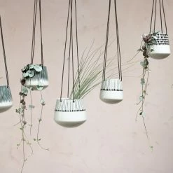 Nkuku Small Matamba Matchstick Design Ceramic Hanging Planter