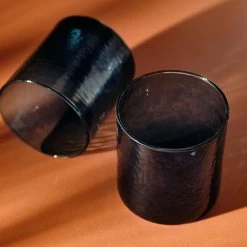 Nkuku Deep Blue Hammered Glass Tumbler