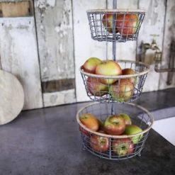 Nkuku 3 Tier Storage Baskets Koba Wire Bowl Stand 5 Nkuku 3 Tier Storage Baskets Koba Wire Bowl Stand