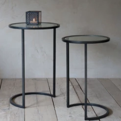 Nkuku Nakuru Iron & Glass Side Table Set