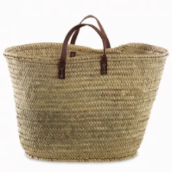 Nkuku Natural Woven With Leather Handles Basket
