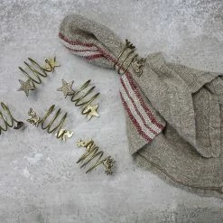 Nkuku Set of 4 Antique Brass Stag Napkin Rings