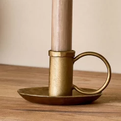 Nkuku Antique Brass Amri Candlestick Holder