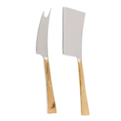 Nkuku Brushed Gold Ena Brass Cheese Knife Set