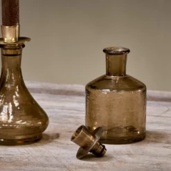 Nkuku Sepia Sirsa Glass Candlestick - Wide 7 Nkuku Sepia Sirsa Glass Candlestick - Wide