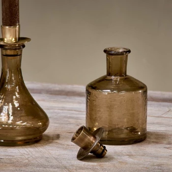 Nkuku Sepia Sirsa Glass Candlestick - Wide 4 Nkuku Sepia Sirsa Glass Candlestick - Wide