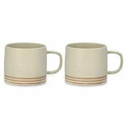 Nkuku Set of 2 Enesta Line Mugs - Cream