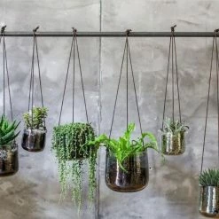 Nkuku Viri Hanging Planter - Clear Hammered Glass 5 Nkuku Viri Hanging Planter - Clear Hammered Glass