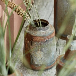 Nkuku Bennu Mini Straight Vase - Aged Zinc Small