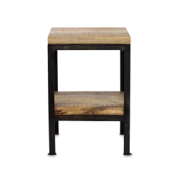 Nkuku Kaleri Iron and Mango Wood Side Table