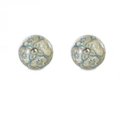 Nkuku Set of 2 Marot Blue Guilded Vintage Ceramic Knob