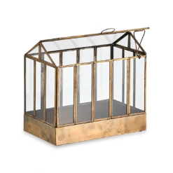 Nkuku Telaga Display Antique Brass Terrarium - Smalll