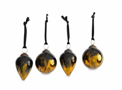 Nkuku Set of 4 Aged Amber and Black Danoa Baubles 1 Nkuku Set of 4 Aged Amber and Black Danoa Baubles