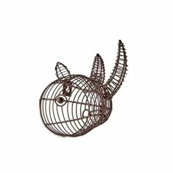 Nkuku Mini Wire Rhino Head Trophy