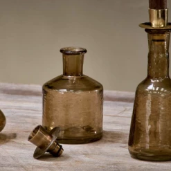 Nkuku Sepia Sirsa Glass Candlestick - Tall