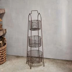 Nkuku Aged Brass Inkollu Three Tiered Storage Stand