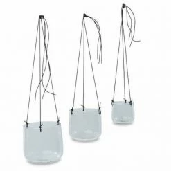 Nkuku Viri Hanging Planter - Clear Hammered Glass