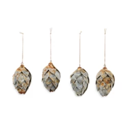 Nkuku Adoni Fir Cone - Tree Decorations - Zinc - Set of 4