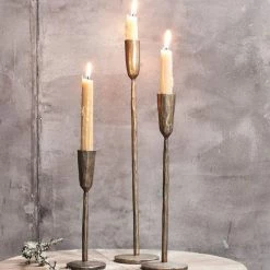 Nkuku Medium Mbata Brass Candlestick Candleholder 6 Nkuku Medium Mbata Brass Candlestick Candleholder