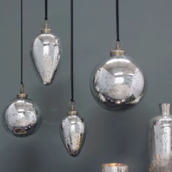 Nkuku Large Antique Silver Mazi Giant Bauble Drop