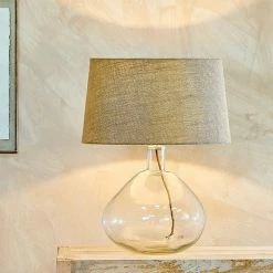 Nkuku Large Wide Recycled Glass Baba Lamp with Extra Large Shade