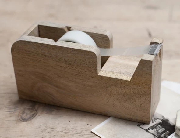 Nkuku Mango Wood Hansa Tape Dispenser 3 Nkuku Mango Wood Hansa Tape Dispenser