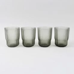 Nkuku Set of 4 Fali Smoke Glass Tumbler 6 Nkuku Set of 4 Fali Smoke Glass Tumbler