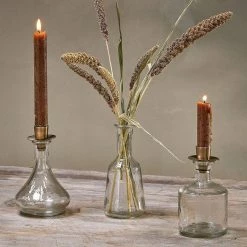 Nkuku Clear Tapered Sirsa Glass Candlestick