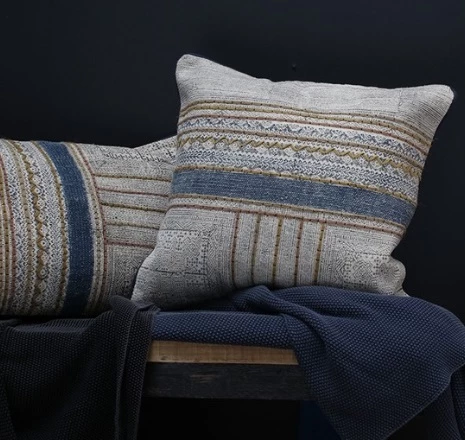 Nkuku Funda Cojín Azul con Cenefas 2 Nkuku Funda Cojín Azul con Cenefas