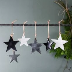 Nkuku Set of 3 Black White and Grey Morwa Marble Stars