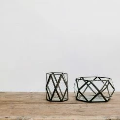 Nkuku Black Metal & Glass Geometric Terrarium