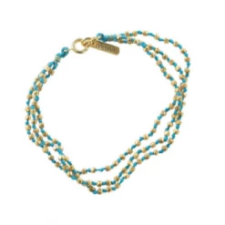 Nkuku Mawia Bead Bracelet - Aqua & Gold