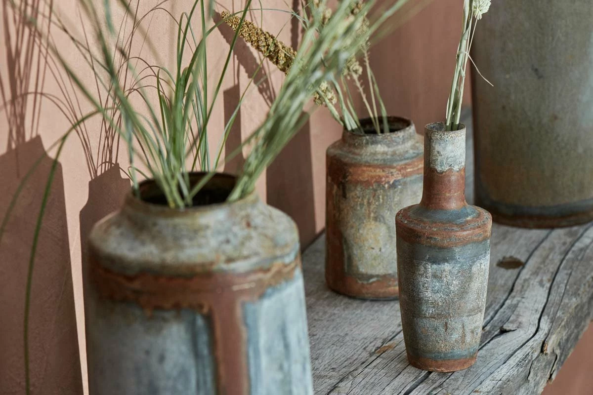 Nkuku Bennu Mini Straight Vase Large - Aged Zinc 4 Nkuku Bennu Mini Straight Vase Large - Aged Zinc