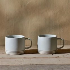 Nkuku Set of 2 Enesta Line Mugs - Cream