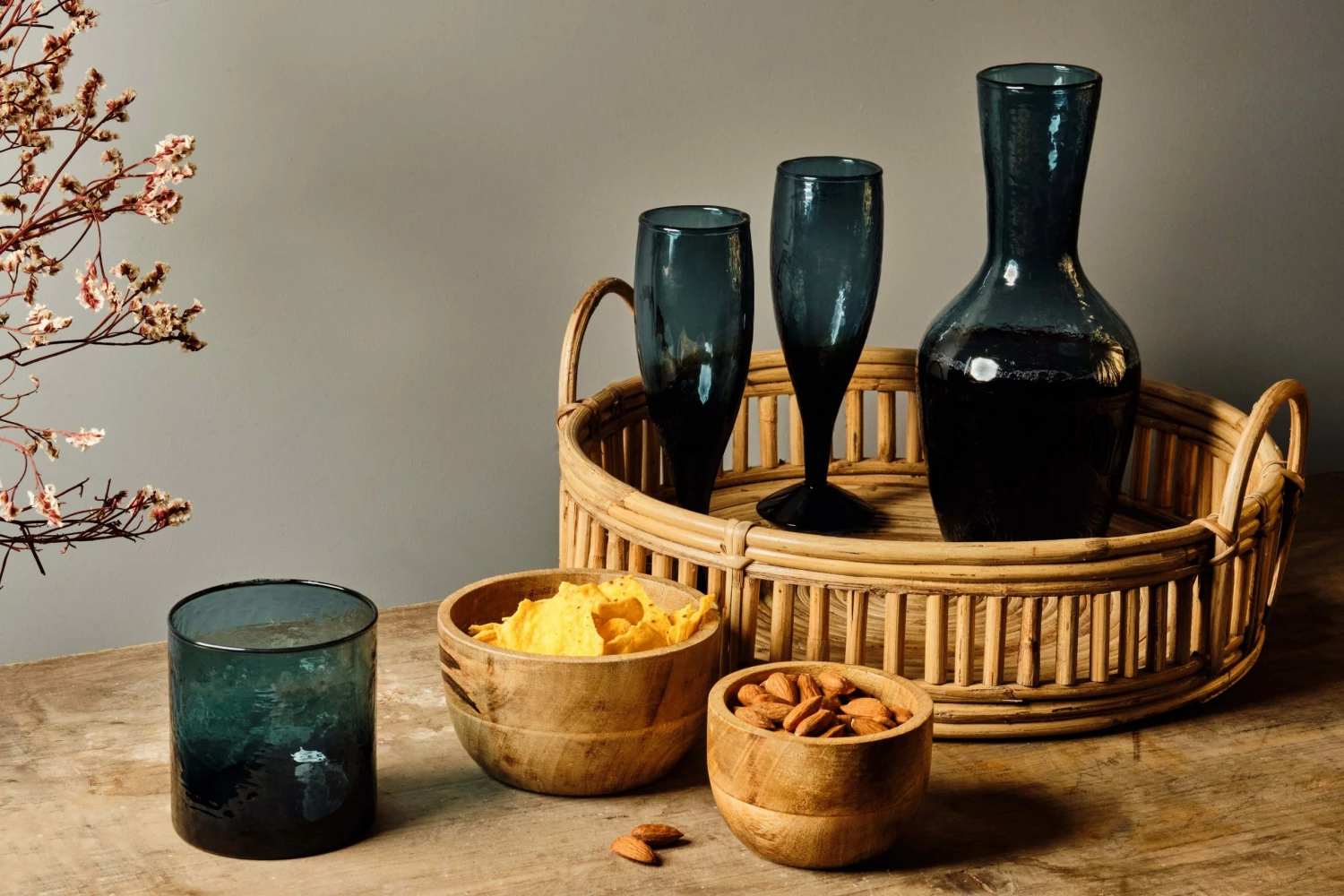 Nkuku Deep Blue Hammered Champagne Flute 2 Nkuku Deep Blue Hammered Champagne Flute