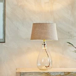 Nkuku Small Tall Recycled Glass Baba Lamp with Medium Shade