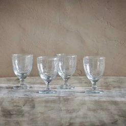 Nkuku Yala Hammered Wine Glass - Clear Glass Set of 4