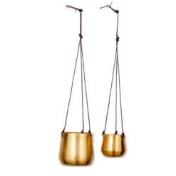 Nkuku Small Brass Atsu Hanging Planter