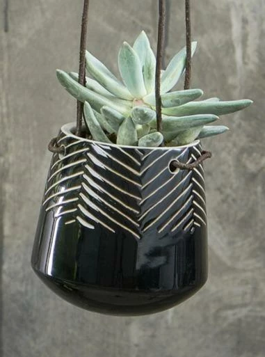 Nkuku Kavari Ceramic Hanging Planter Small 3 Nkuku Kavari Ceramic Hanging Planter Small