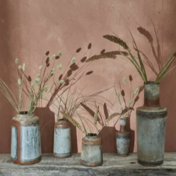 Nkuku Bennu Mini Straight Vase - Aged Zinc Small